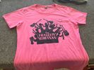 Women's Tee; pink shirt / black graphic
