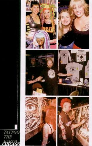 Tattoo Magazine: Coverage of "Tattoo the Earth" convention with Paul painting in lower-right (8/2003)
