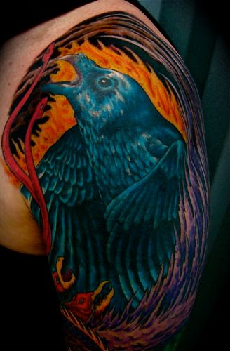 Top of surreal color sleeve: Dream of blue raven
