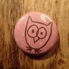 Pink Polka Dot Owl button #18