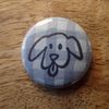 Blue Plaid Dog button #9