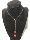 Lariat Style Copper Necklace with Natural Coral 