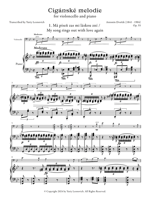 Dvořák - Cigánské melodie (Gypsy Songs), Op. 55 (Transcribed