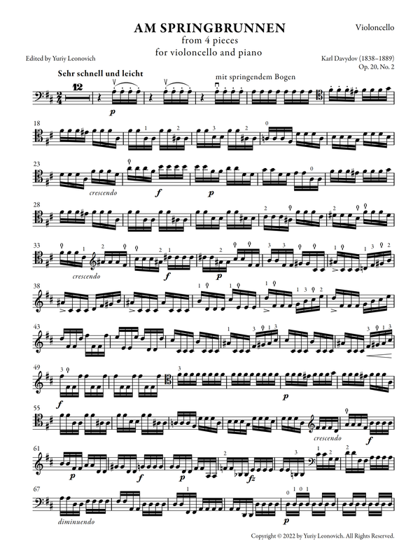 Davydov - At the Fountain, Op. 20, No. 2 (Urtext Edition) - Yuriy