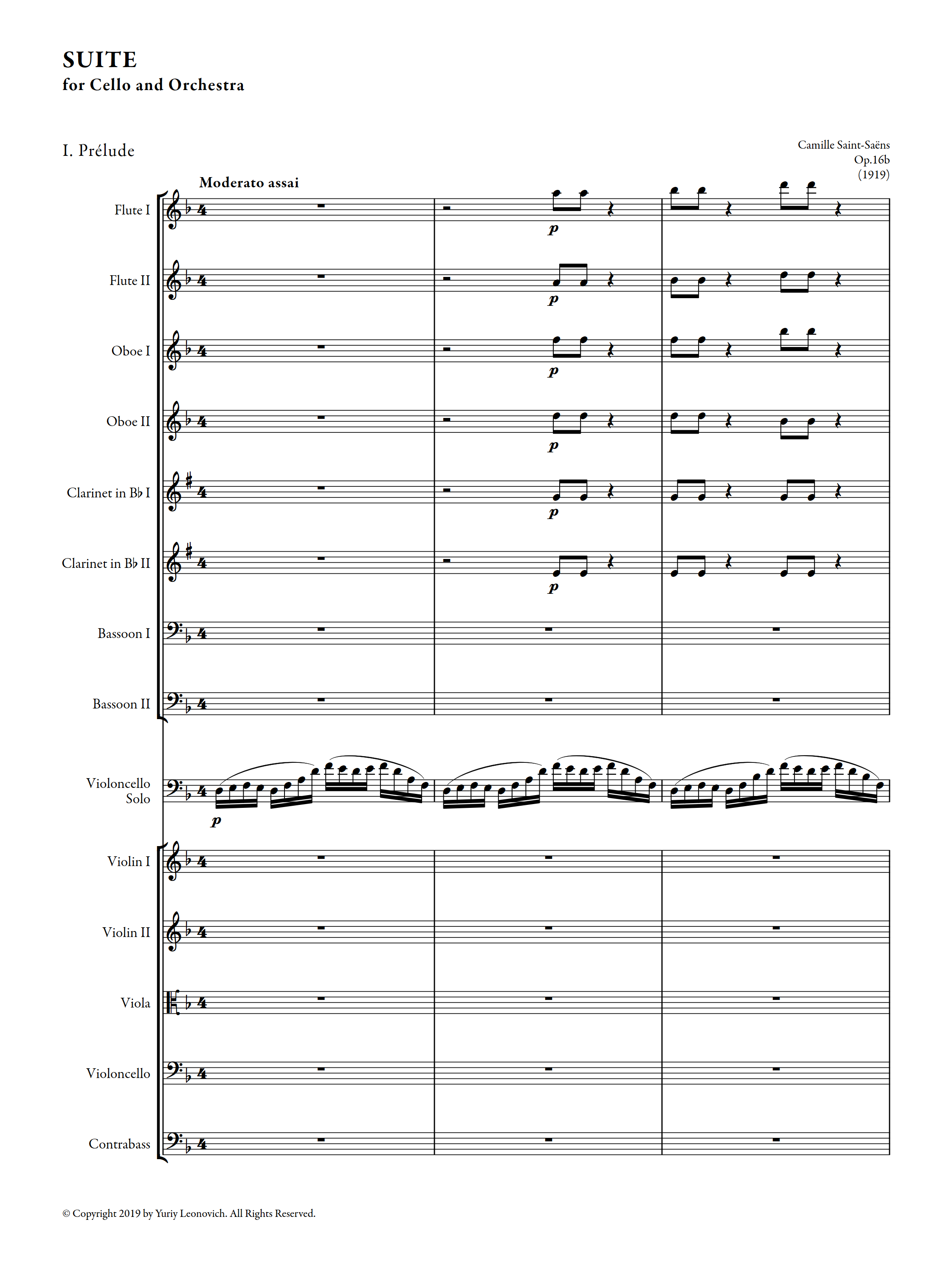Saint-Saens - Suite Op. 16b for Cello and Orchestra (Urtext, Orchestra ...