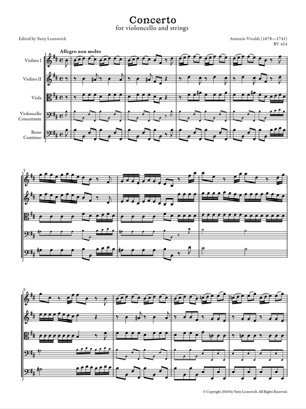 Vivaldi - Cello Concerto in B minor, RV 424 (Urtext Edition)