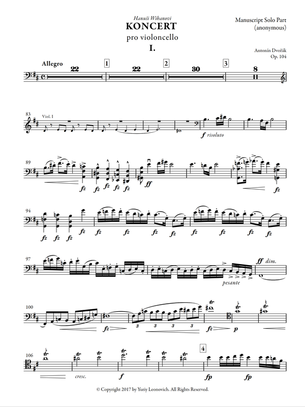 Dvořák チェロ協奏曲 op. 104 チェロ協奏曲・変ロ短調・Op.104（アントニン・ドヴォルザーク