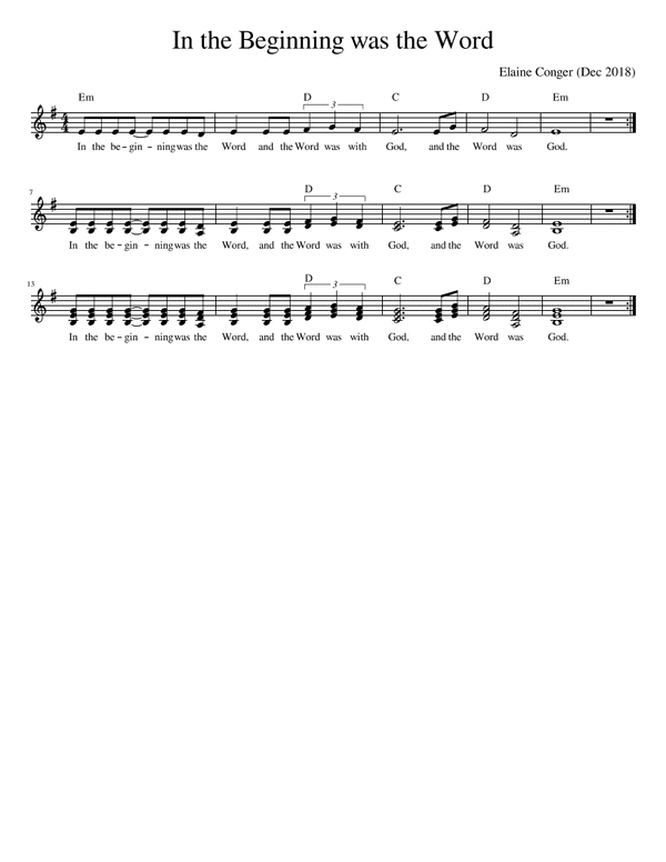 In the Beginning, Lead Sheet