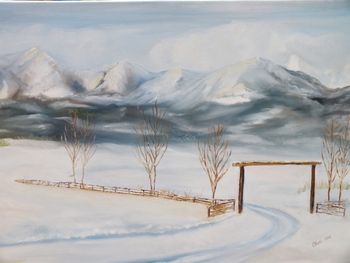 View of the Bridger Mountains Bozeman, MTOil24" x 36"
