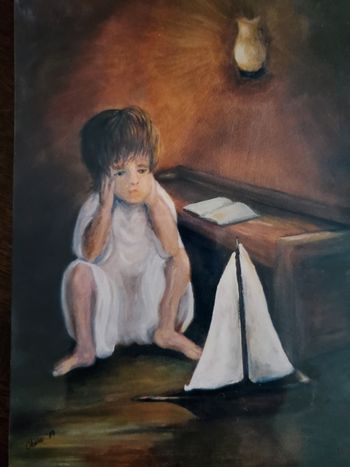 Little Boy with BoarOil16" x 20"
