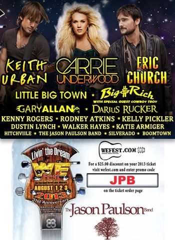 Visit www.wefest.com and enter promo code JPB on the ticket page and save $25.00.
