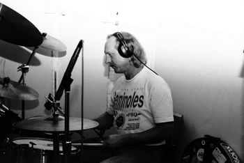 Butch Trucks in the drum booth at Duck Tape Studio
