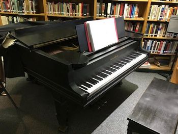 The stunning fully restored 1924 Mason & Hamlin grand piano I get to play about ~ once a month.
