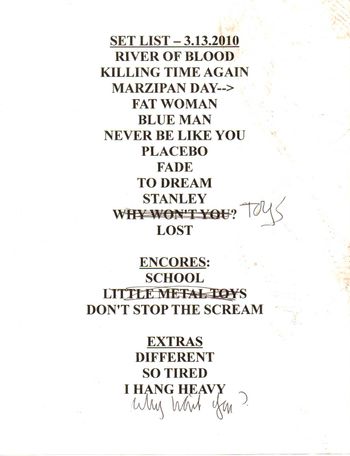 "The Final Show" Set List (March 2010)
