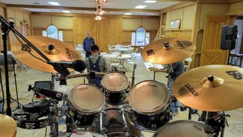 View from the drums as the bband sets up for a show at the Buck Creek Ranch
