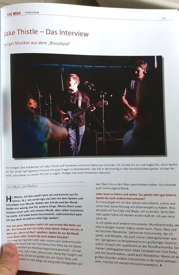 Jake's article in a German Magazine. The issue also included a feature on Steven Van Zandt.
