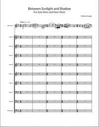 Between Sunlight and Shadow - Solo Horn and Horn Choir (opt. Tuba) - Full Score and Parts (PDF)