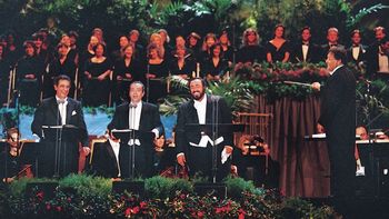 Chris singing with the 3 Tenors at Dodger Stadium

