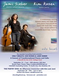 POSTPONED to SEPT. 19 Only Breath: Poetry and Music Concert with Kim Rosen & Jami Sieber 