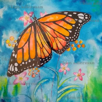 Monarch II, Mixed Media  12  3/4 x 12  3/4 $225 framed/3 Monarchs for $600
