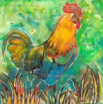Rooster, Mixed Media on Canvas 10 x 10 $175
