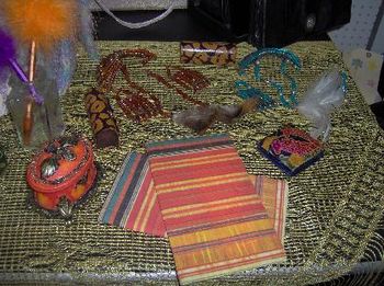 African Inspired Hair Ornament w Matching Earrings, Treasure Box, Lipstick Case, CoinPurse & Striped Billfolds
