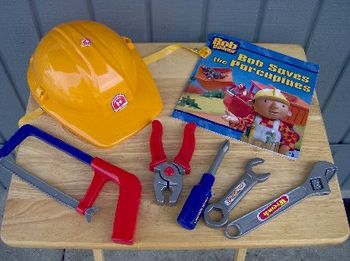 contruction play collection with accessories and "bob the builder" book $15
