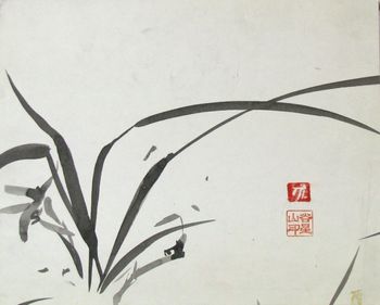 Orchid Japanese Sumi-e or ink painting 1988
