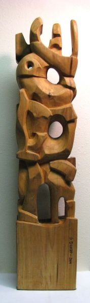 Entwined - back 2014 Yellow Poplar - direct carved abstract modern primitivism - back view
