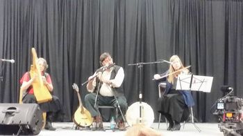 Idlewild Trio at the Parilaiment of Religions This is the Gathering Space Stage in the Salt Palace
