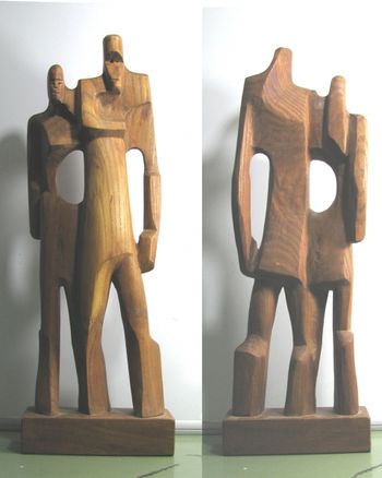 Couple One Chinese Boxwood - direct carved modern primitivism
