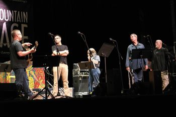 Mountain_Stage_Sound_Check_11 Game planning: JW, Todd, Ted, Berke McKelvey & Larry Groce
