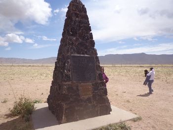 At The Trinity Site This is the lava rock oblisk that marks the spot where the first nuclear bomb was tested.
