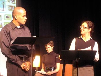 Tatuffe and Dorine LeRoy McClain (as Tartuffe), Julie Evan Smith (as Elmire) and Suzie Devoe (as Dorine) in 2009 staged reading at NYU
