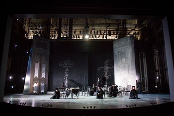 Christopher Cartmill's production of Goethe's Faust — Multiple Fausts Goethe's FAUST directed by Christopher Cartmill, set design by Bo Ra Kwan, costumes by Sarah Zinn and lighting design by Catherine Cusick — pictured Faust Ensemble, photo by Matt Pilsner
