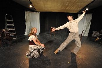 Lisa Reppell (Joanna) and Dave Curran (Steve) in the 2009 Flournoy Playwright production of Christopher Cartmill's THE APOTHEOSIS OF VACLAV DRDA
