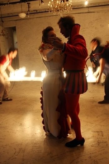 Christopher Cartmill's production of Lope de Vega's ACTING IS BELIEVING (LO FINGIDO VERDADERO) — J Set by Zach Sitrin, lights by Vici Chirumbolo and costumes by Mary Kutch. Pictured "The Tango of Death and the Devil" (photo by Allegra Heart)
