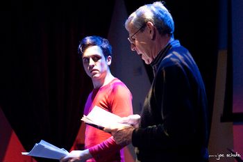 THE HAMLET RAVE (John Hardin as Laertes and Richard Horwich as Claudius). photo by Joe Schulz
