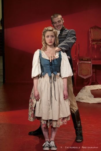 Lisetta and Conte in Christopher Cartmill's production of Goldoni's LA GUERRA Allegra Heart and Jean Louis Droulers
