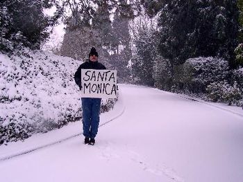When taking the cover photo for the "Santa Monica" CD, freezin'!
