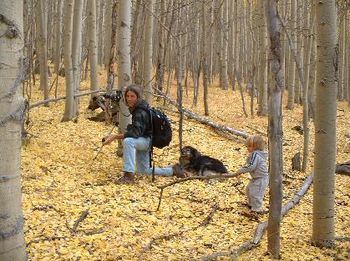 hawk and dad enjoy the aspens
