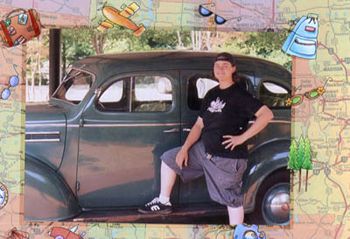 Daughter Paula with Elvis' car in Tupelo
