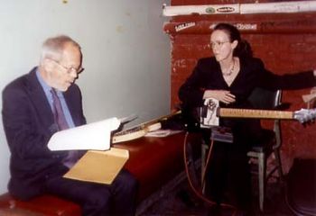 Elmore Leonard reading from "Be Cool" to Barbara, Mercury Lounge, New York City
