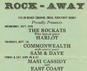 Commonwealth poster from club "Rock-Away" at Rockaway Beach, NY - circa 1980

