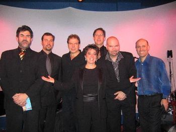 Terese Genecco's Little Big Band, Oct 06.  From left: Barry Lloyd, Phil Lorenz, Joe Passaro, Terese, Tom, Randy Odell, Max. (not pictured is Chris Rogers)
