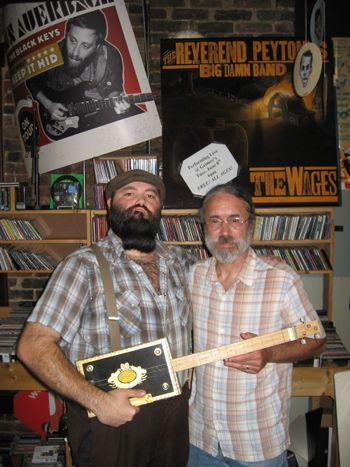 Rev. Peyton & LJK with Rev.'s LJK cigar box guitar - Grimeys - Nashville TN
