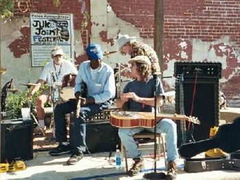 Going over the set list with Mr. Odell Harris at the Yazoo Street Stage at the Juke Joint Festival -
