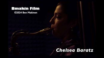 Movie Still from Director Ben Makinen's documentary We Are Here: Women In Jazz. Chelsea Baratz in Studio
