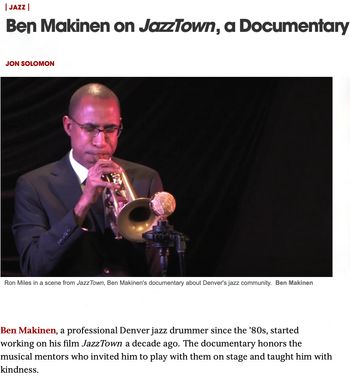 Ron Miles, trumpeter, composer, JazzTown, Bmakin Film
