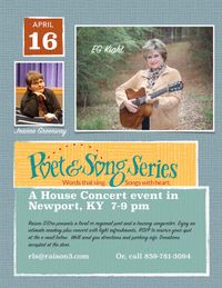 Poet & Song Series presents Joanne Greenway and EG Kight--CANCELLED. We hope to re-schedule later this year.